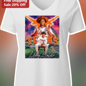 Texas Mikey Batiste Signature Longhorns Baseball Player Graphic Tee available at our Los Angeles warehouse