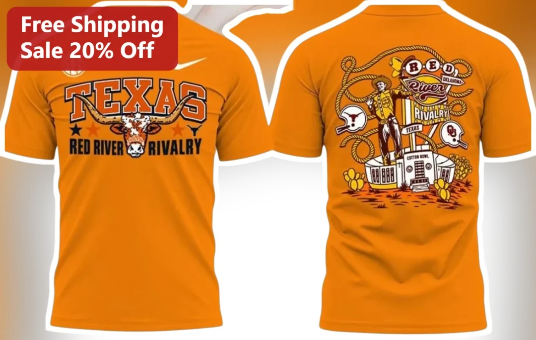 Texas Red River Rivalry Tee UT vs OU Cotton Bowl Game Day Fa — Los Angeles Texas Red River Rivalry Tee UT vs OU Cotton Bowl Game Day Fan Apparel available at our Los Angeles warehouse