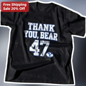 Thank You Bear Tee Vintage Distressed Graphic Shirt for BYU Fans and College Alumni available at our Los Angeles warehouse