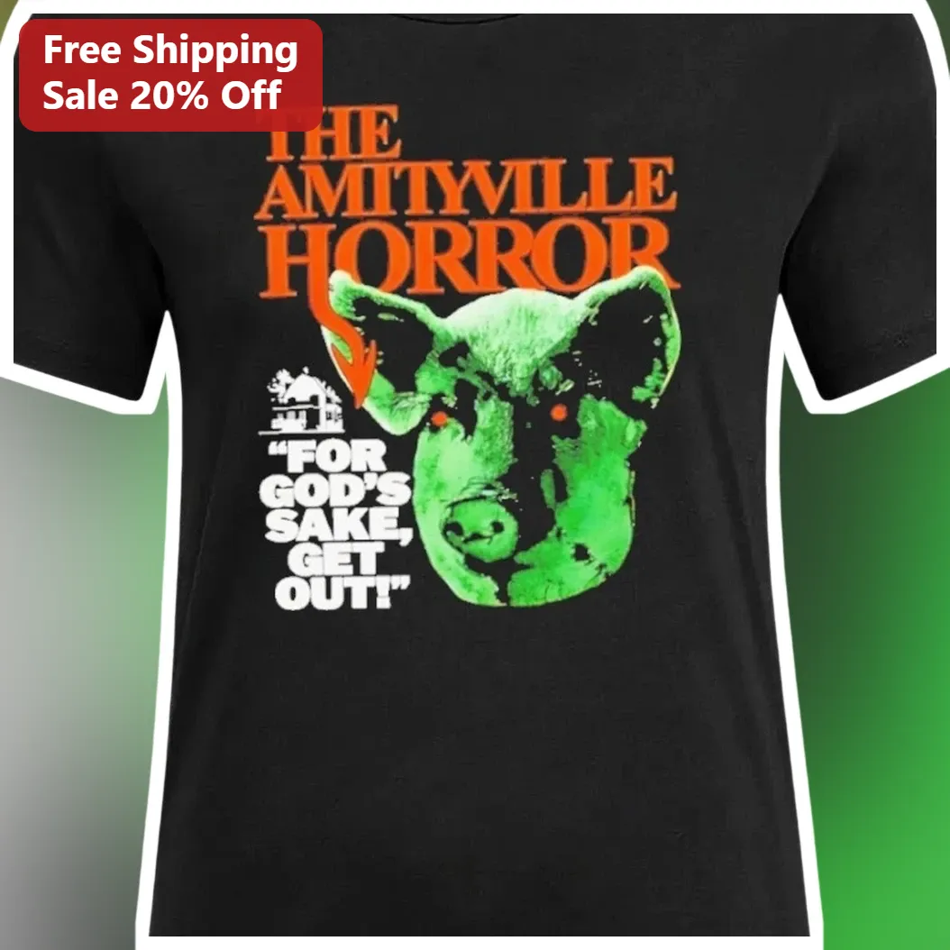 The Amityville Horror For God's Sake Get Out Vintage Movie Poster Tee available at our Los Angeles warehouse
