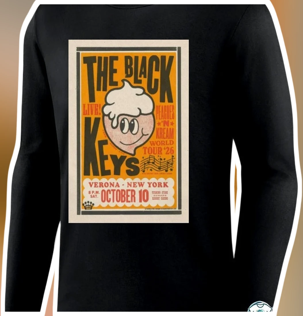The Black Keys Live Peaches N Kream World Tour 26 Long Sleev — Los Angeles The Black Keys Live Peaches N Kream World Tour 26 Long Sleeve Tee available at our Los Angeles warehouse