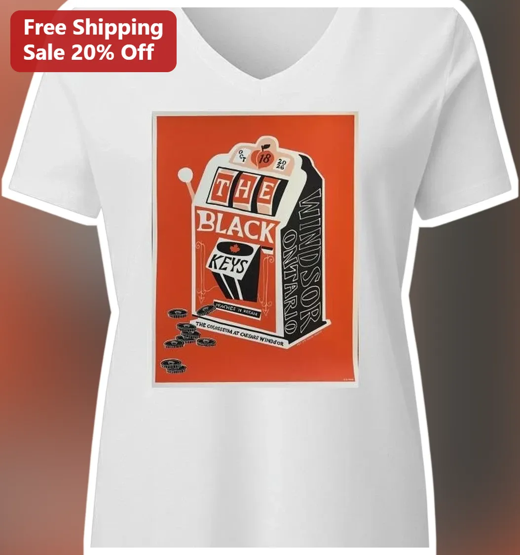 The Black Keys Windsor Ontario Tee Retro Slot Machine Band M — Los Angeles The Black Keys Windsor Ontario Tee Retro Slot Machine Band Merch Shirt available at our Los Angeles warehouse