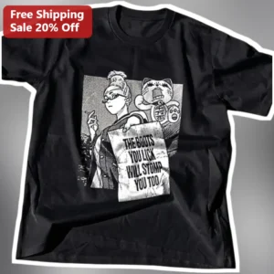 The Boots You Lick Will Stomp You Too Tee Retro Feminist Graphic T-Shirt available at our Los Angeles warehouse