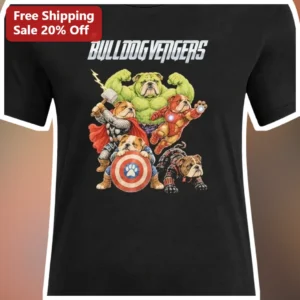 The Bulldog Vengers Tee Funny Marvel Parody Avengers Shirt for Dog Lovers available at our Los Angeles warehouse
