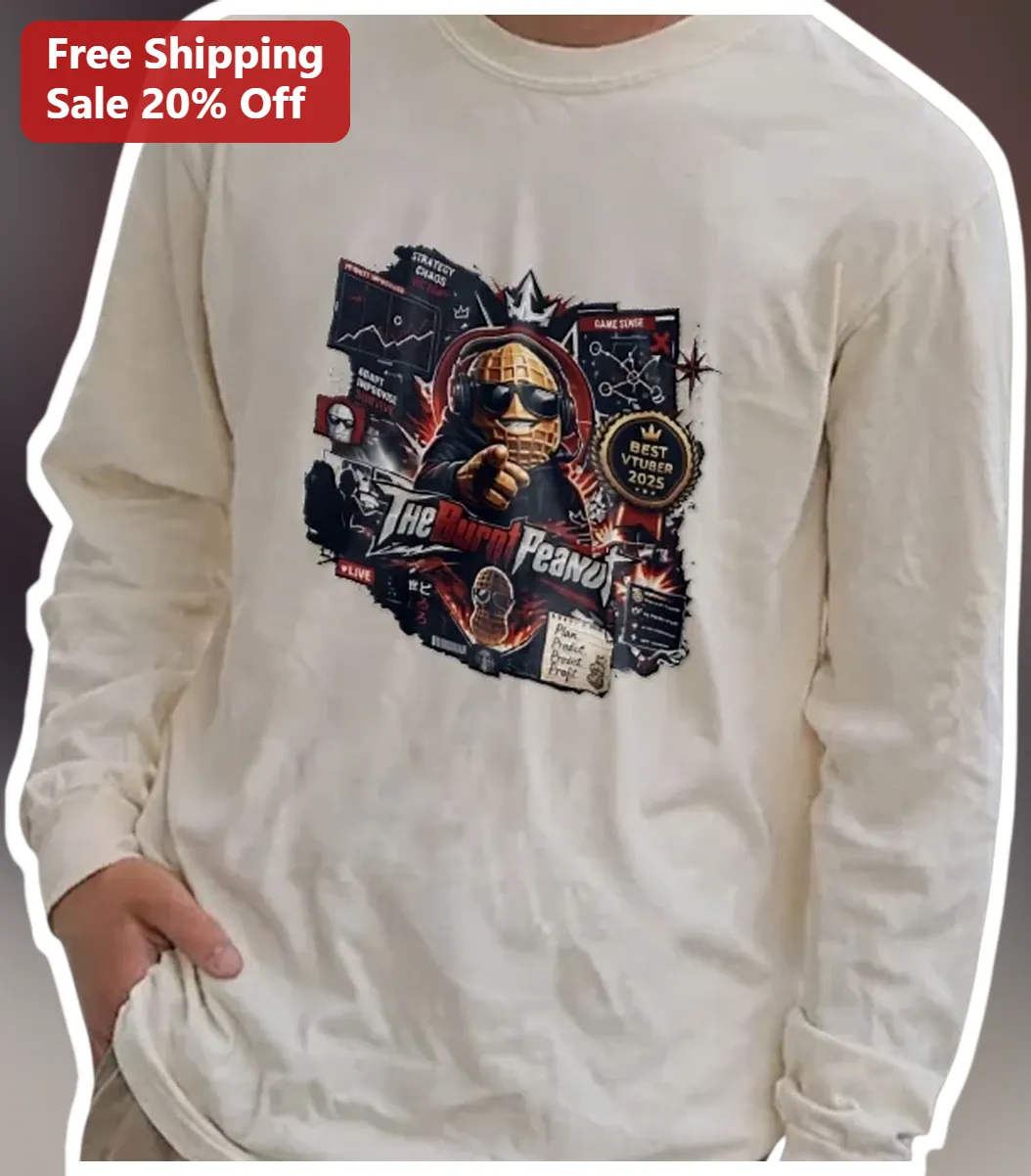 The Burnt Peanut Best VTuber 2025 Long Sleeve Tee Glitchcore Streamer Merch available at our Los Angeles warehouse