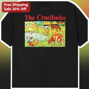 The Crucifucks Tee Vintage Farm Animal Graphic Punk Hardcore Cotton Shirt available at our Los Angeles warehouse