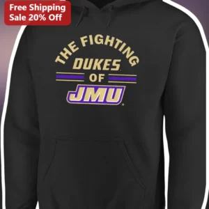 The Fighting Dukes of JMU Hoodie James Madison University College Fan Gear Pullover available at our Los Angeles warehouse
