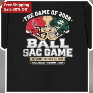 The Game Of 2026 Ball Sac Game College Football Rivalry Tee Retro Helmet Graphic Shirt available at our Los Angeles warehouse