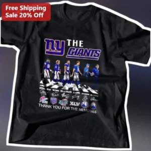 The Giants Thank You For The Memories New York Football Fan Tribute Tee available at our Los Angeles warehouse
