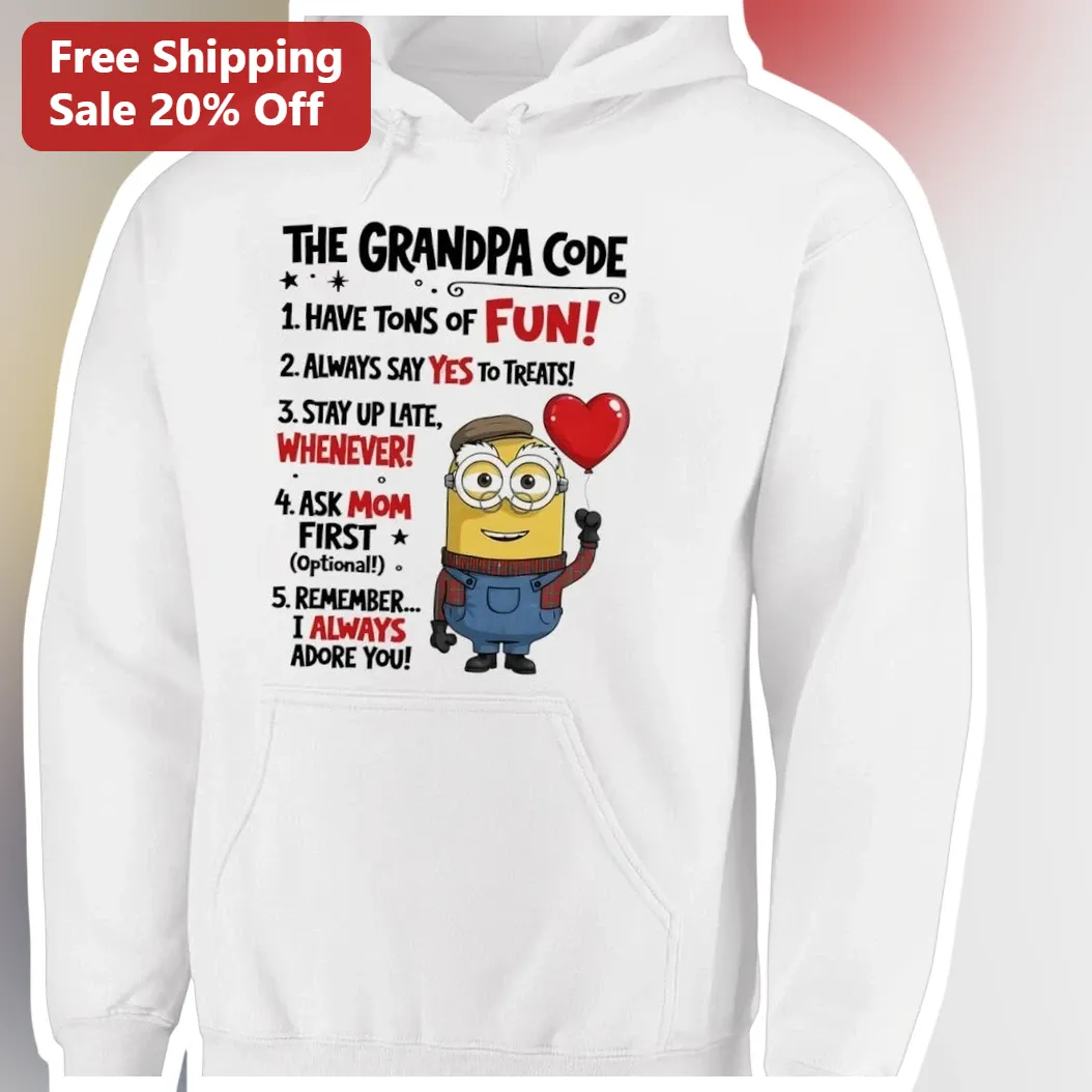 The Grandpa Code Minion Hoodie Funny Grandfather Gift for Me — Los Angeles The Grandpa Code Minion Hoodie Funny Grandfather Gift for Men available at our Los Angeles warehouse