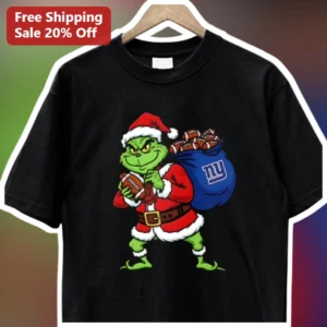 The Grinch NY Tee New York Giants Football Holiday Graphic T-Shirt available at our Los Angeles warehouse