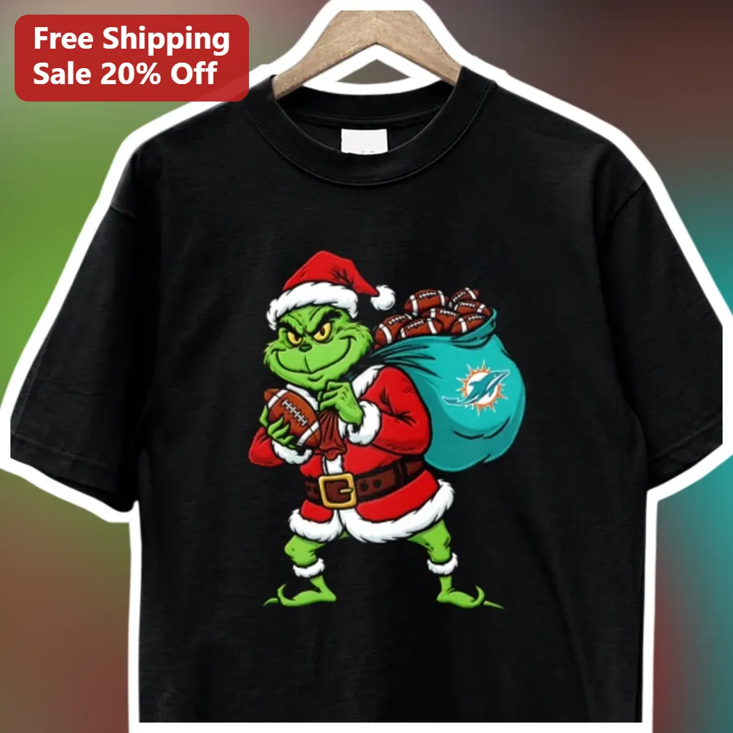The Grinch Tee Miami Dolphins Christmas Football Fan Holiday — Los Angeles The Grinch Tee Miami Dolphins Christmas Football Fan Holiday Shirt available at our Los Angeles warehouse