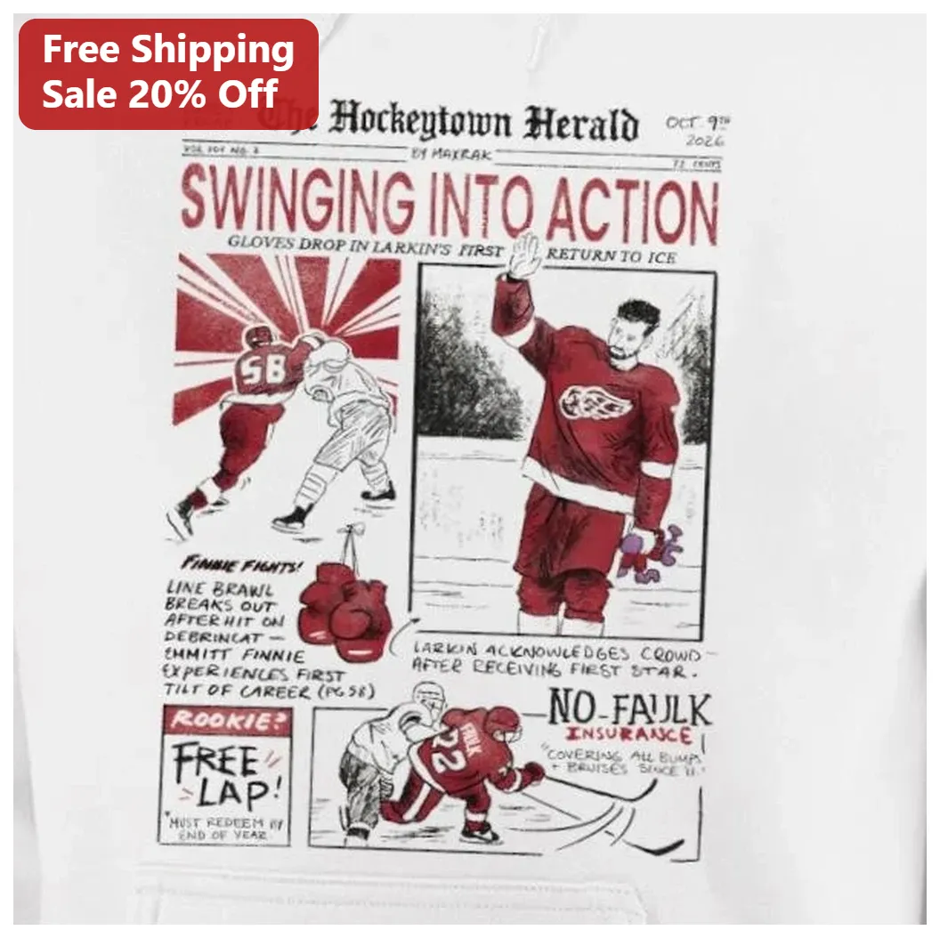 The Hockeytown Herald Swinging Into Action Hoodie Detroit Re — Los Angeles The Hockeytown Herald Swinging Into Action Hoodie Detroit Red Wings NHL Fan Gear available at our Los Angeles warehouse