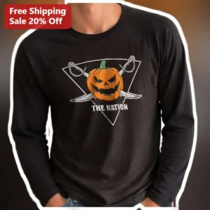 THE NATION Halloween Pumpkin Crossed Swords Long Sleeve...
