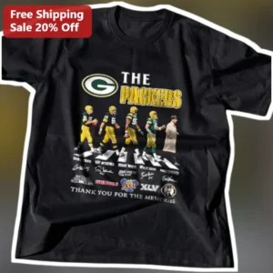The Packers Thank You For The Memories Tee Green Bay NFL Football Legends Bart Starr Brett Favre Vin available at our Los Angeles warehouse