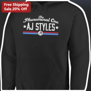 The Phenomenal One AJ Styles Hoodie WWE Pro Wrestling Fan Merch Vintage Distressed Graphic Apparel available at our Los Angeles warehouse