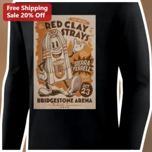 The Red Clay Strays Live Music Bridgestone Arena Nashville Long Sleeve Tee available at our Los Angeles warehouse