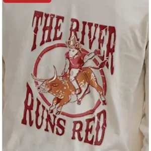 The River Runs Red Vintage Western Rodeo Bull Graphic Tee available at our Los Angeles warehouse