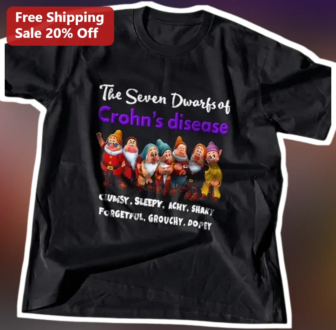The Seven Dwarfs of Crohn's Disease Tee Funny Chronic Illness Gift for IBD Warriors available at our Los Angeles warehouse