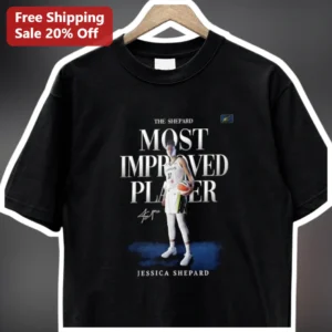The Shepard Most Improved Player Tee Jessica Shepard WNBA Minnesota Lynx Basketball Fan Gift available at our Los Angeles warehouse