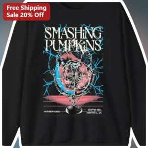 The Smashing Pumpkins Centre Bell Montreal Concert Long Sleeve Tee Billy Corgan Tour Merch available at our Los Angeles warehouse