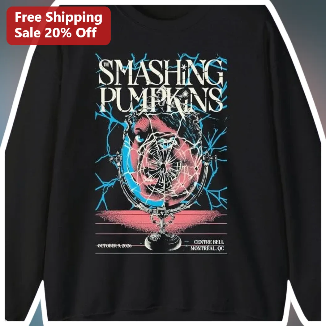 The Smashing Pumpkins Centre Bell Montreal Concert Long Sleeve Tee Billy Corgan Tour Merch available at our Los Angeles warehouse