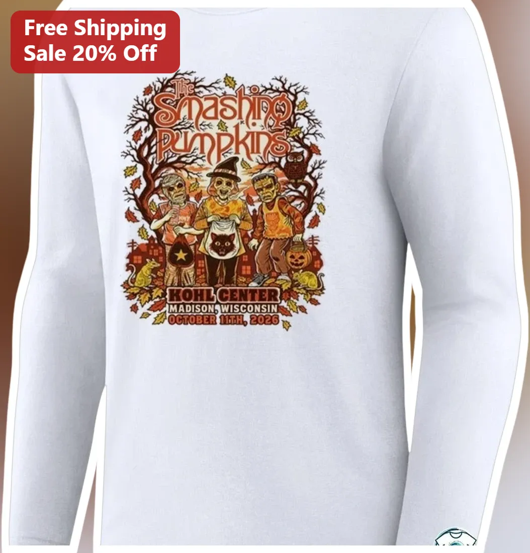 The Smashing Pumpkins Kohl Center Madison Wisconsin October 11th 2026 Long Sleeve Tee available at our Los Angeles warehouse