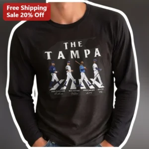 THE TAMPA Long Sleeve Tee Rays Abbey Road Parody Baseball Graphic Shirt available at our Los Angeles warehouse