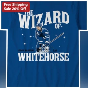 The Wizard of Whitehorse Gavin McKenna Hockey Fan Tee available at our Los Angeles warehouse