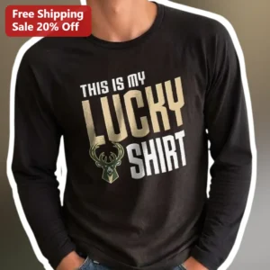 This Is My Lucky Shirt Milwaukee Bucks Logo Long Sleeve Tee NBA Fan Gift available at our Los Angeles warehouse
