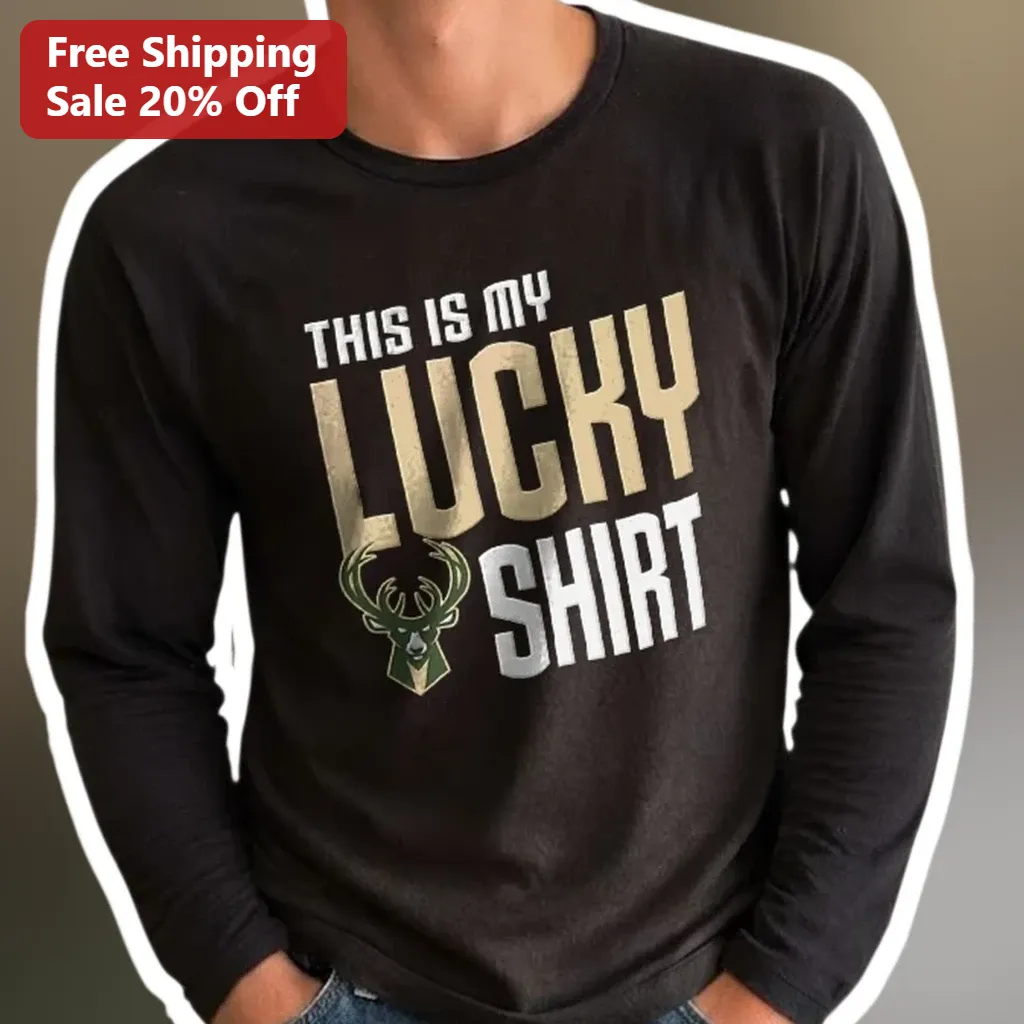 This Is My Lucky Shirt Milwaukee Bucks Logo Long Sleeve Tee NBA Fan Gift available at our Los Angeles warehouse