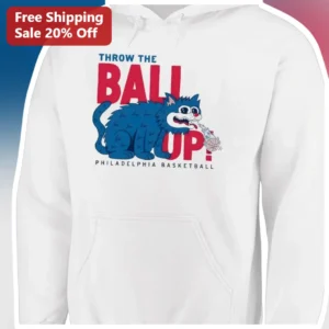 Throw The Ball Up Philadelphia Basketball Hoodie Funny Cat Sixers Fan Gift available at our Los Angeles warehouse