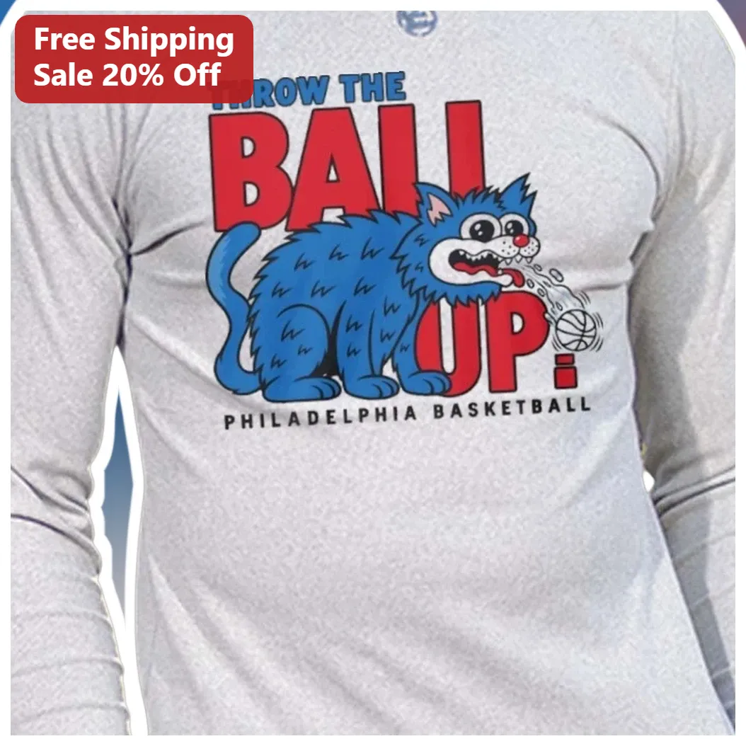 Throw The Ball Up Philadelphia Basketball Long Sleeve Tee Re — Los Angeles Throw The Ball Up Philadelphia Basketball Long Sleeve Tee Retro Sixers Fan Gift available at our Los Angeles warehouse