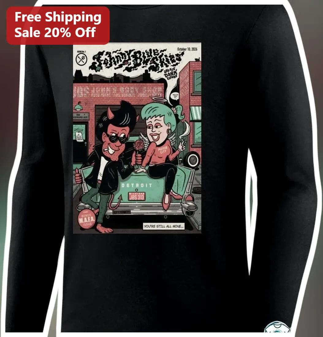 Tommy Blue and the Dark Side You're Still All Mine Long Sleeve Tee Comic Book Style Graphic Shirt available at our Los Angeles warehouse