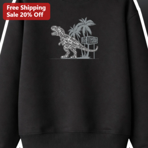 Tqcegf Typography Dinosaur Los Angeles Sweatshirt Personalized Surname Crewneck available at our Los Angeles warehouse