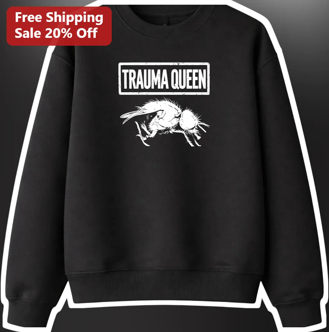 Trauma Queen Sweatshirt Dark Humor Grunge Aesthetic Crewneck — Los Angeles Trauma Queen Sweatshirt Dark Humor Grunge Aesthetic Crewneck for Women available at our Los Angeles warehouse