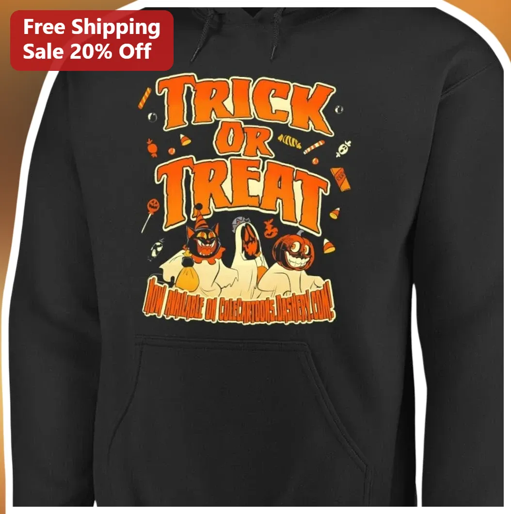 Trick or Treat Vintage Halloween Hoodie Retro Cartoon Ghosts — Los Angeles Trick or Treat Vintage Halloween Hoodie Retro Cartoon Ghosts Pullover for Women Men available at our Los Angeles warehouse