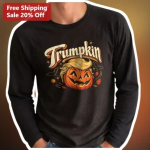 Trumpkin Long Sleeve Tee Donald Trump Halloween Pumpkin...