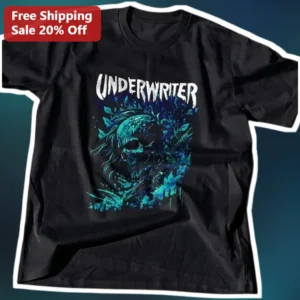 Underwriter Gothic Skull Graphic Tee Insurance Mortgage Job Humor Gift for Men Women available at our Los Angeles warehouse