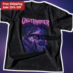 Underwriter Tee Psychedelic Glitch Art Graphic T-Shirt Gift for Men Women available at our Los Angeles warehouse