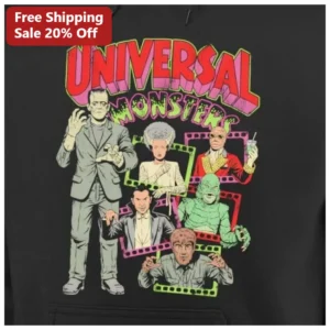 Universal Monsters Hoodie Classic Horror Movie Characters Vintage Retro Print Halloween Gift for Men available at our Los Angeles warehouse