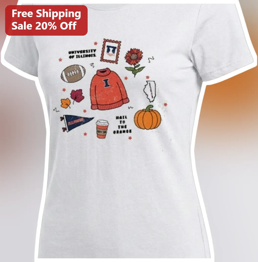 University of Illinois Hail to the Orange Retro Collage Tee — Los Angeles University of Illinois Hail to the Orange Retro Collage Tee Fighting Illini Autumn Gift available at our Los Angeles warehouse