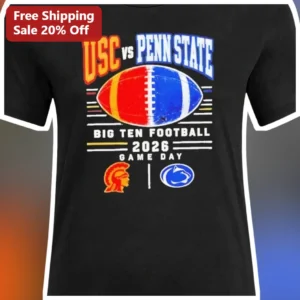 USC vs Penn State Big Ten Football Game Day Vintage Distressed Tee available at our Los Angeles warehouse