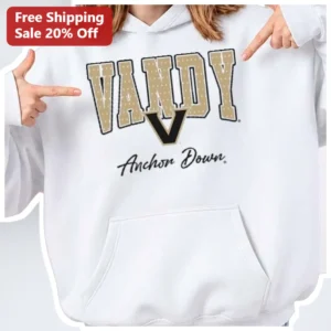 Vandy Anchor Down Hoodie Vanderbilt Commodores Game Day Apparel for Men and Women available at our Los Angeles warehouse