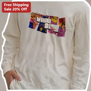 Vice City Long Sleeve Tee Retro Vaporwave Synthwave 80s Miami Aesthetic Gaming Apparel available at our Los Angeles warehouse
