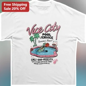 Vice City Pool Service GTA Vice City Retro Gaming Tee available at our Los Angeles warehouse