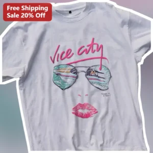 Vice City Retro Synthwave Aesthetic Graphic Tee Unisex Miami Vaporwave Style Shirt available at our Los Angeles warehouse