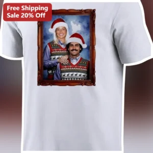 Vintage Framed Christmas Portrait Tee Retro Holiday Kitsch...