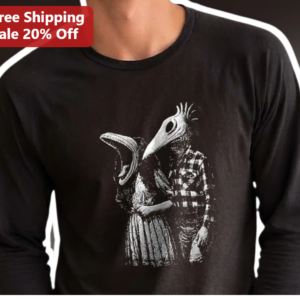 Vintage Plague Doctor Masked Figure Gothic Long Sleeve Tee Dark Surrealist Horror Apparel available at our Los Angeles warehouse