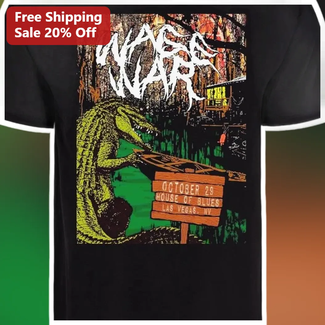 WAKF Graphic Tee Funny Gator Playing Banjo Country Rock Band Shirt available at our Los Angeles warehouse